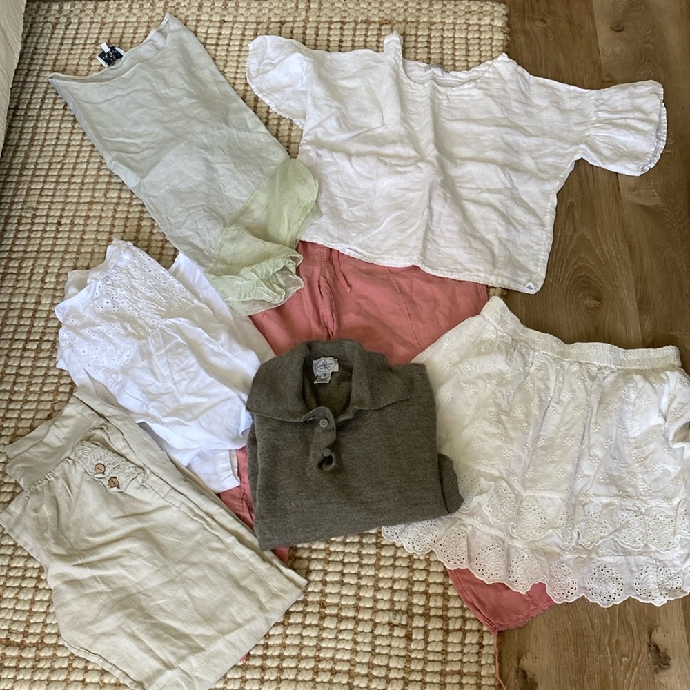 Assorted Women's Clothing Set in White, Gray, and Pink